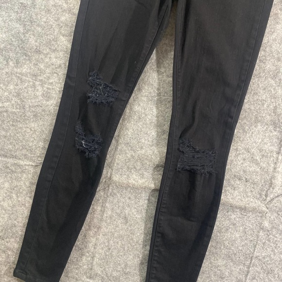 Current/Elliot Jeans 25 Black Denim Mid Rise Skinny Distressed - Picture 5 of 10